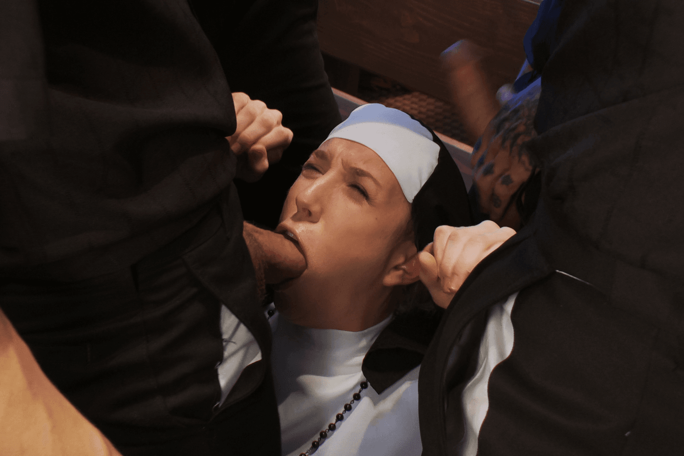 Petite Blonde Lives out Fantasy: Nun Gangbanged by 5 Priests in Chapel |  Kink.com