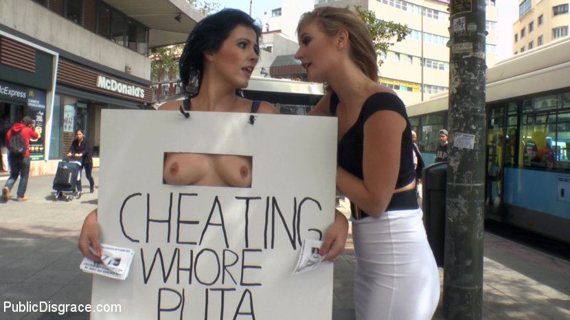 Cheating Wifes Big Hot Ass Shamed Fully Naked In Public Display